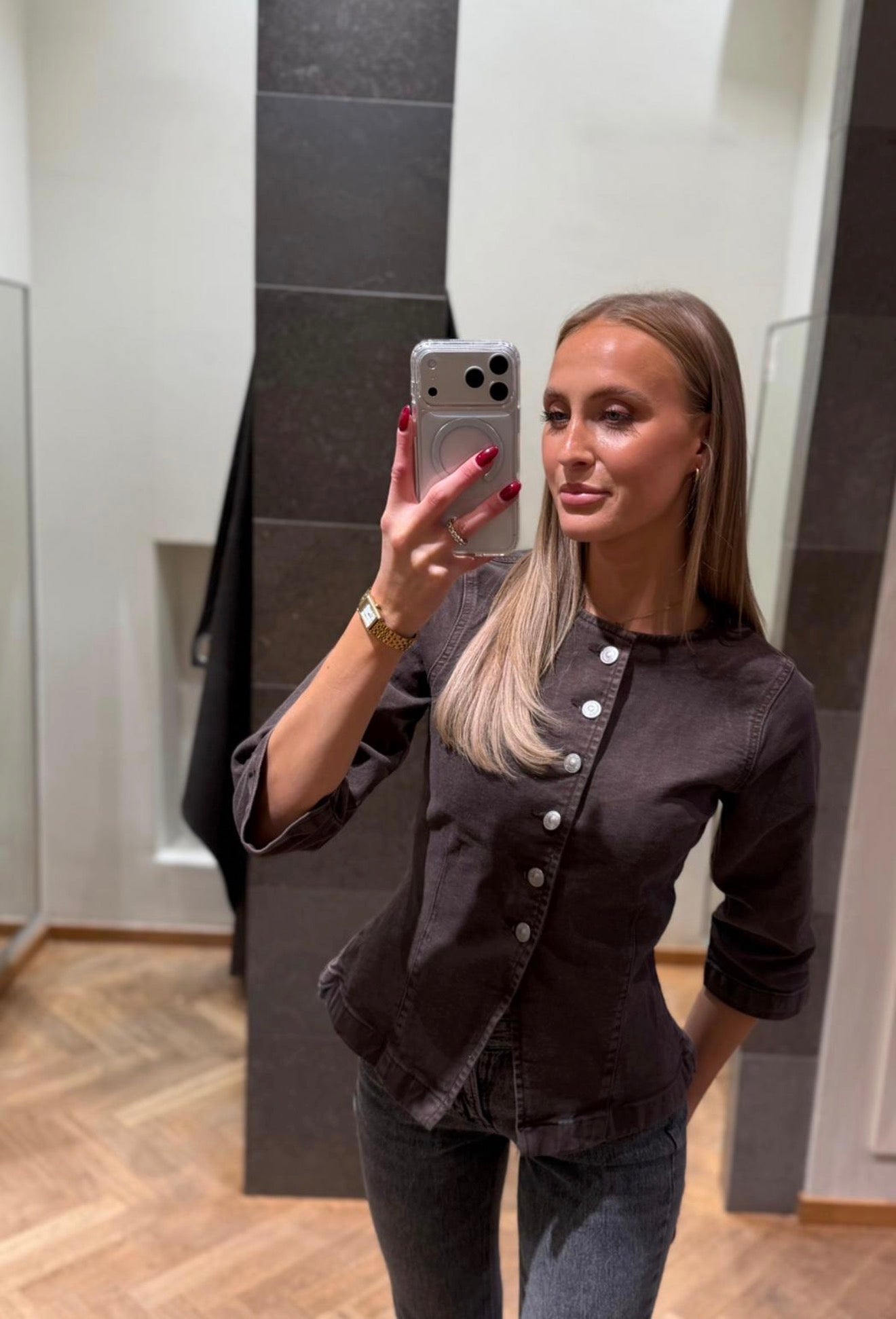 PCSELMA Denim Shirt - Hot Fudge